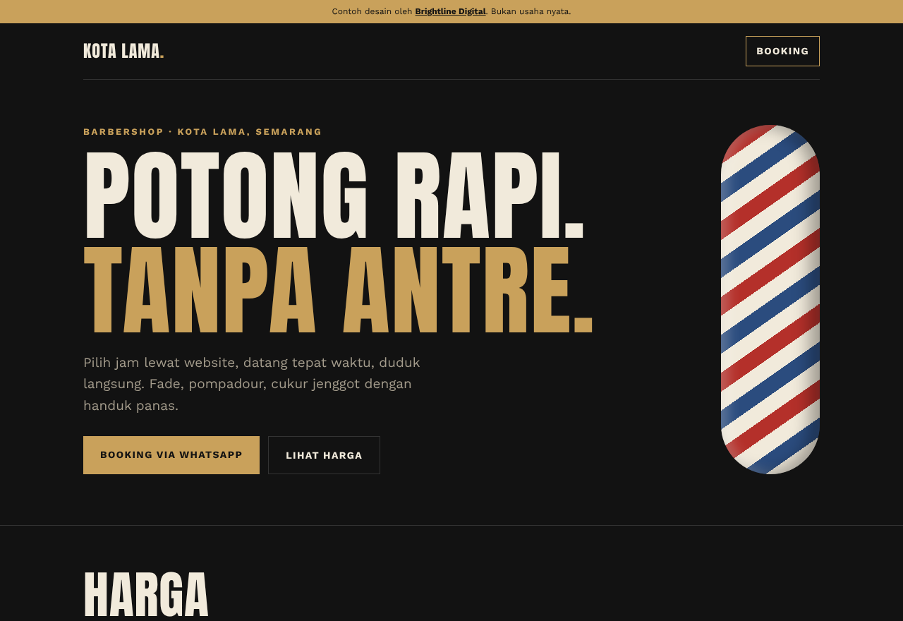 Example website for Kota Lama Barber